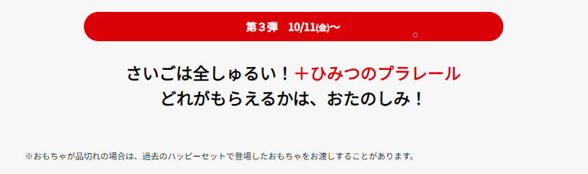 ハッピーセットのプラレール第３弾 2024年10月11日～